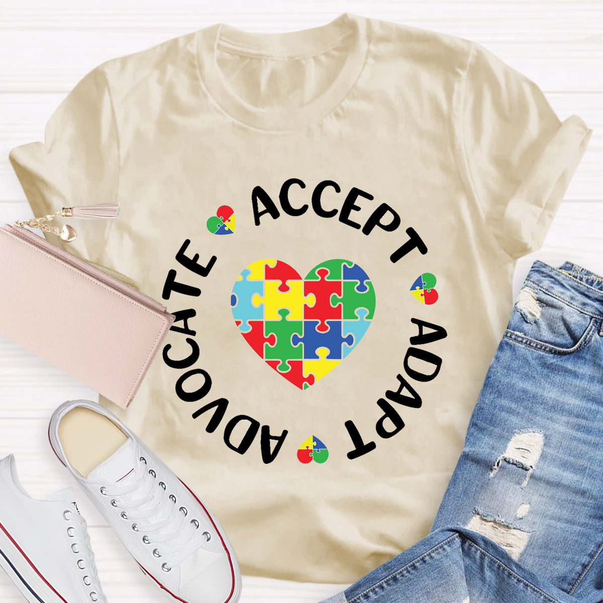 Accept Adapt Advocate Heart Special Education Teacher T-Shirt