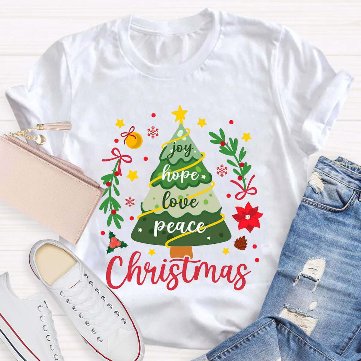 Christmas Tree Joy Hope Love Peace T-Shirt