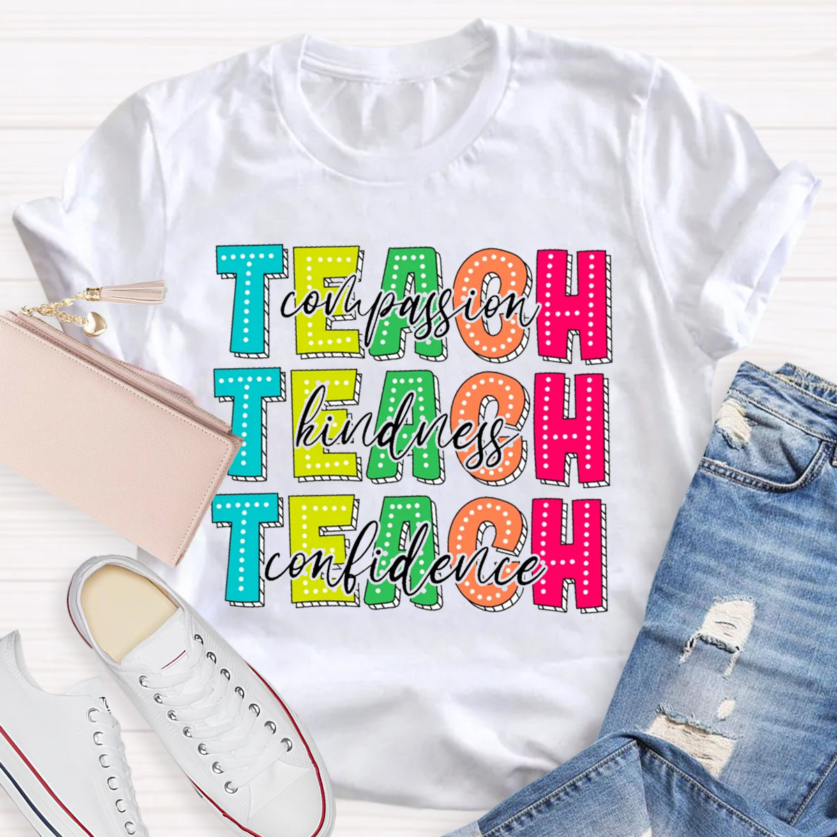 Compassion Kindness Confidence Teacher T-Shirt