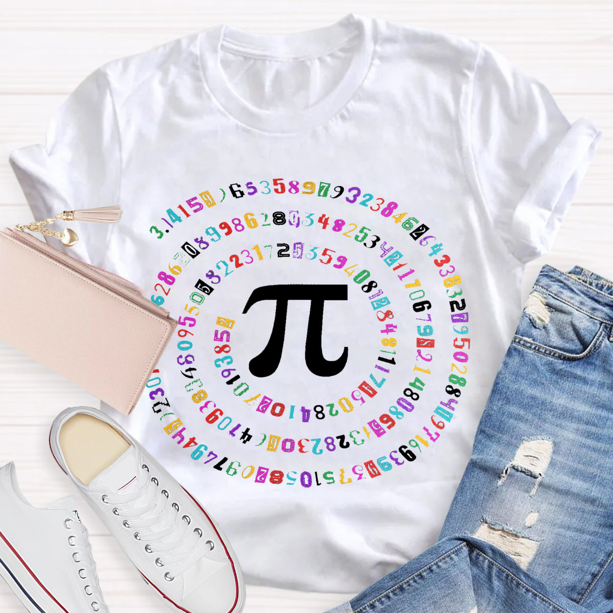 Happy Pi Day Colorful Pi Teacher T-Shirt