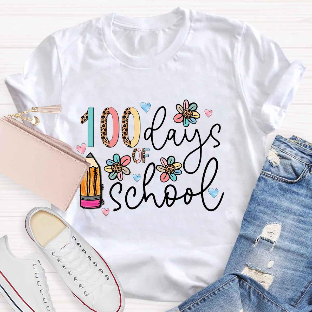 100 Days Of School Pencil Teacher T-Shirt