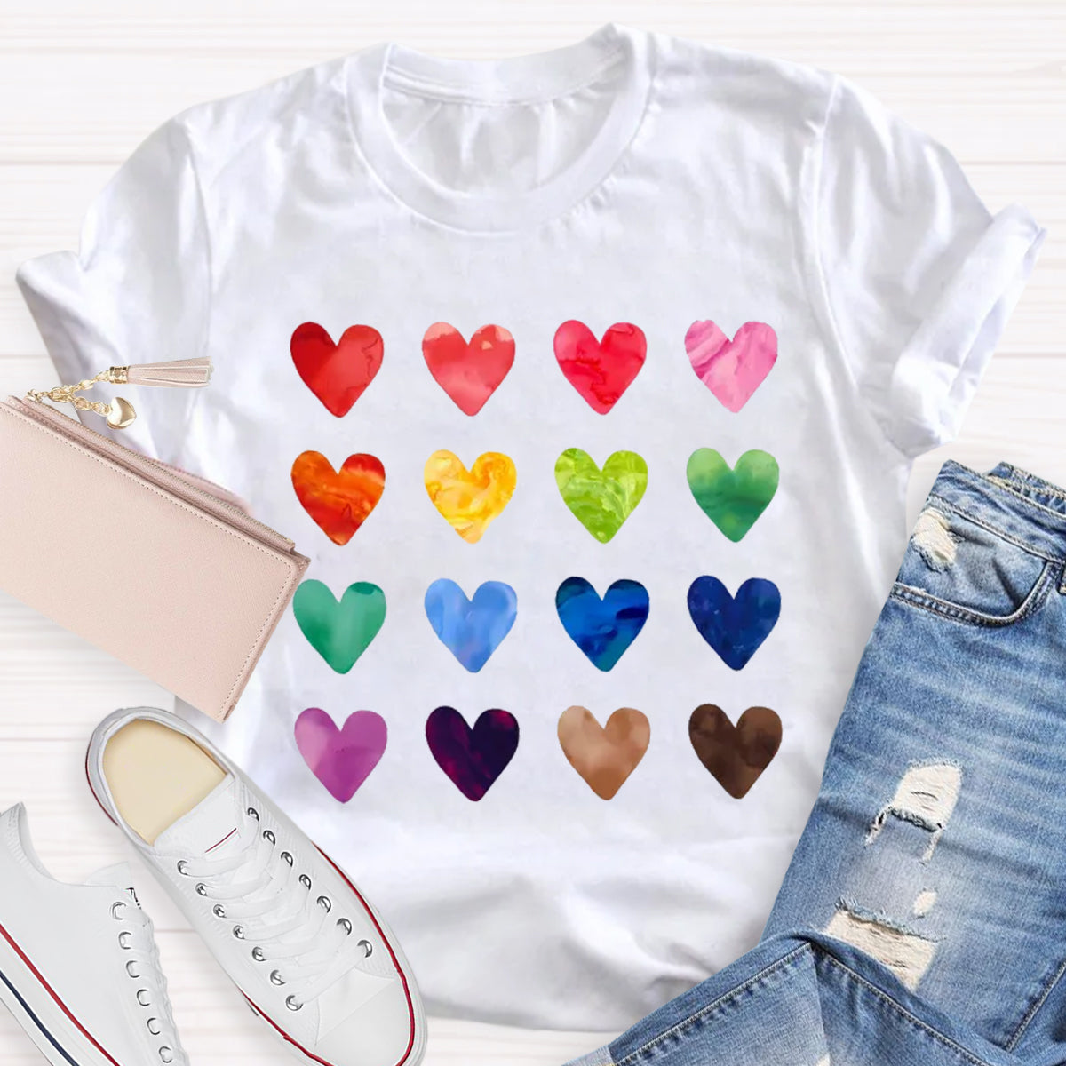 Colorful Love Combination Teacher T-Shirt