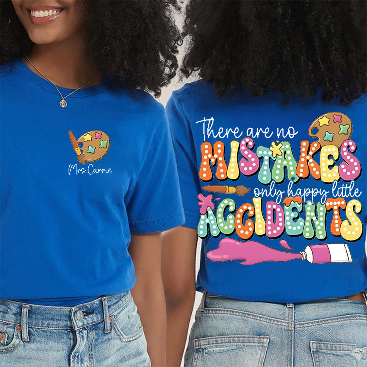 Personalized Name Happy Little Accidents Double Printed T-shirt