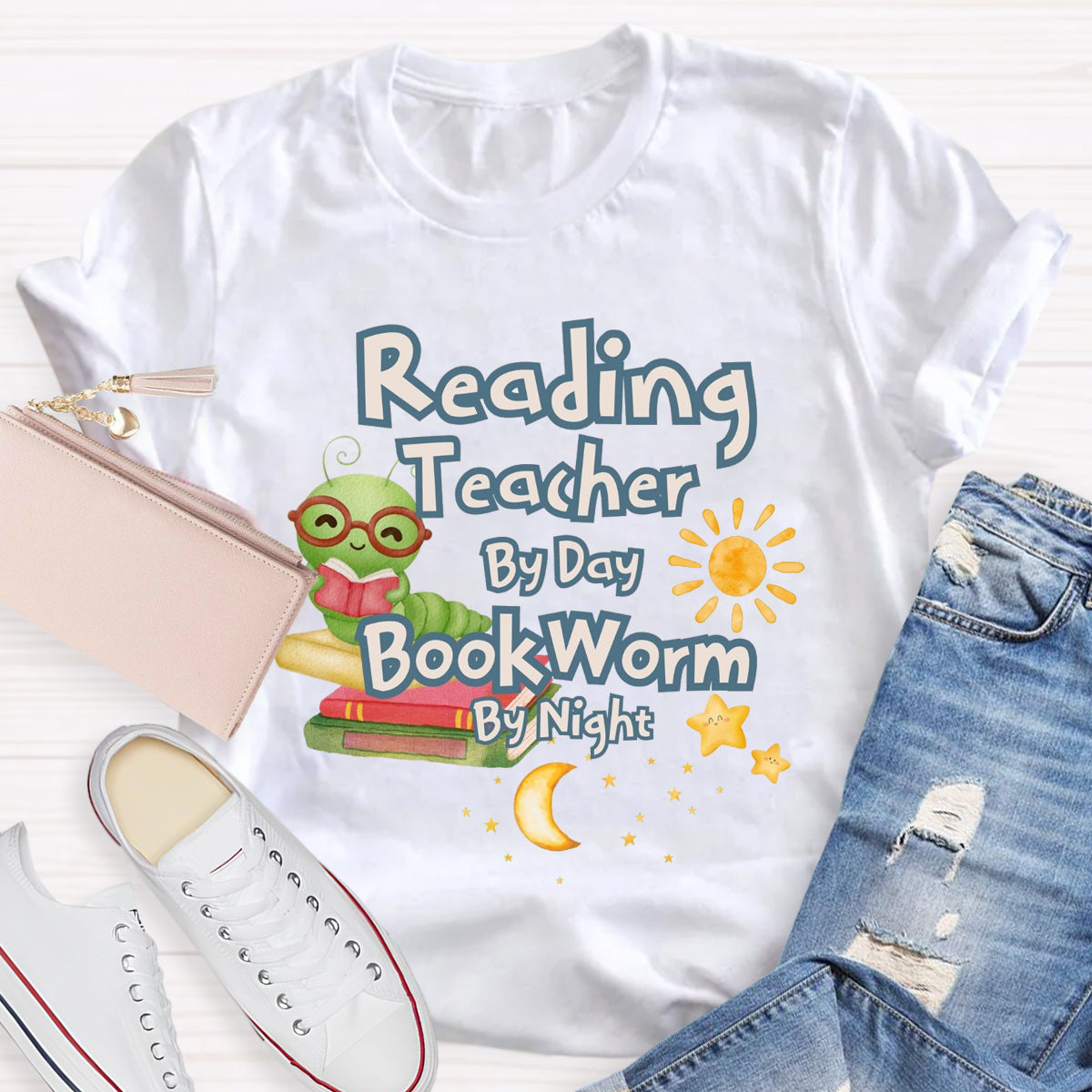 Reading Teacher By Day Bookworm By Night T-Shirt