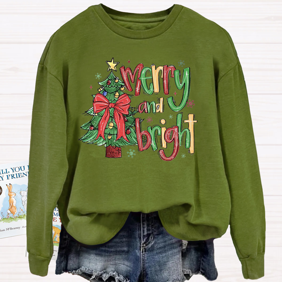 Merry And Bright Christmas Tree Sweatshirt