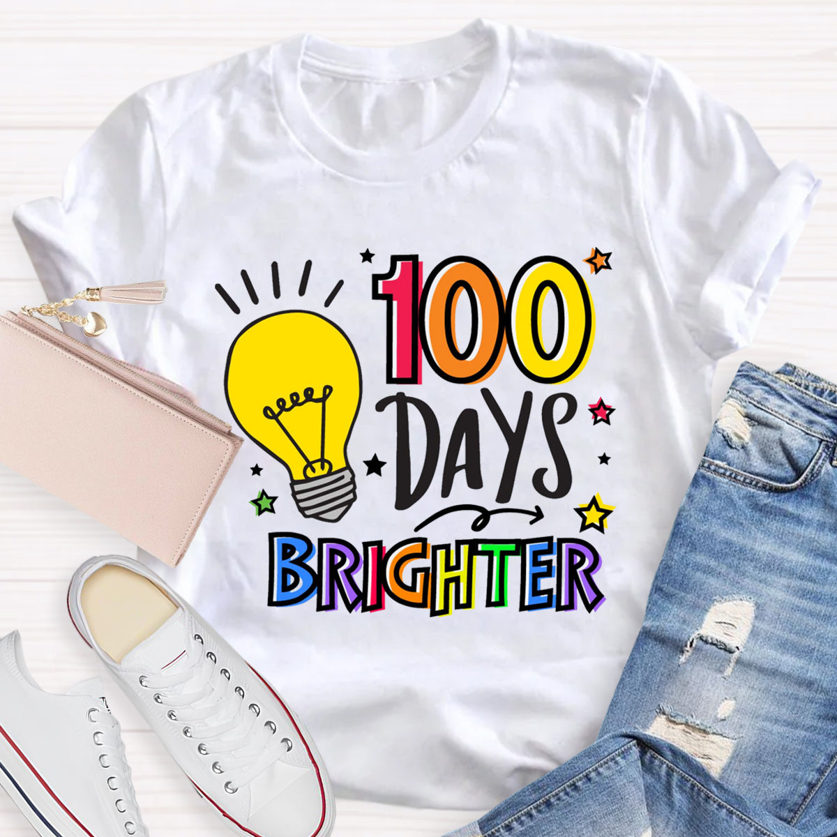 100 Days Brighter Teacher T-Shirt