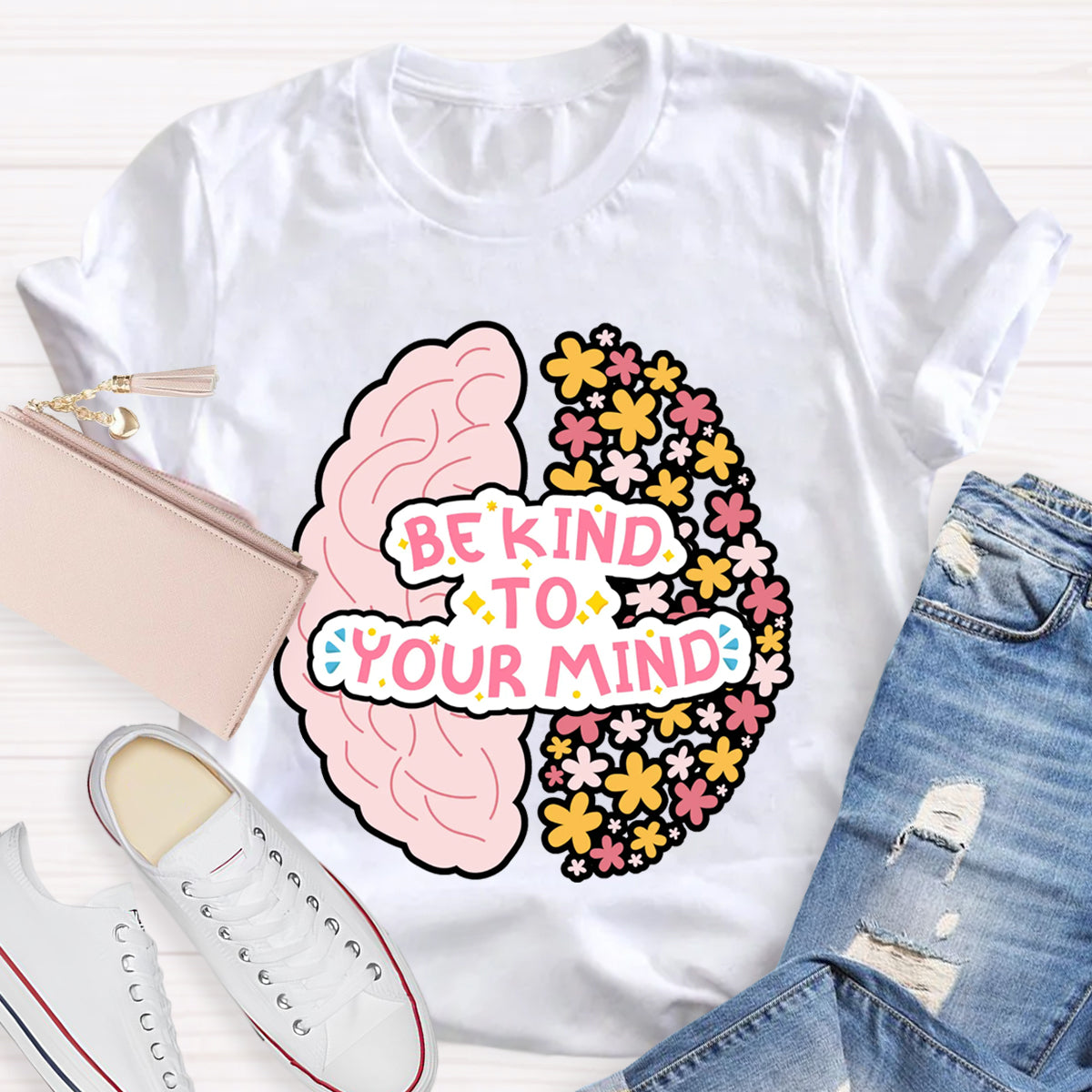 Be Kind To Your Mind Floral Brain T-Shirt