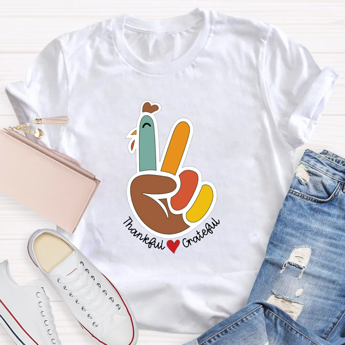 Funny Turkey Thankful Teacher T-Shirt