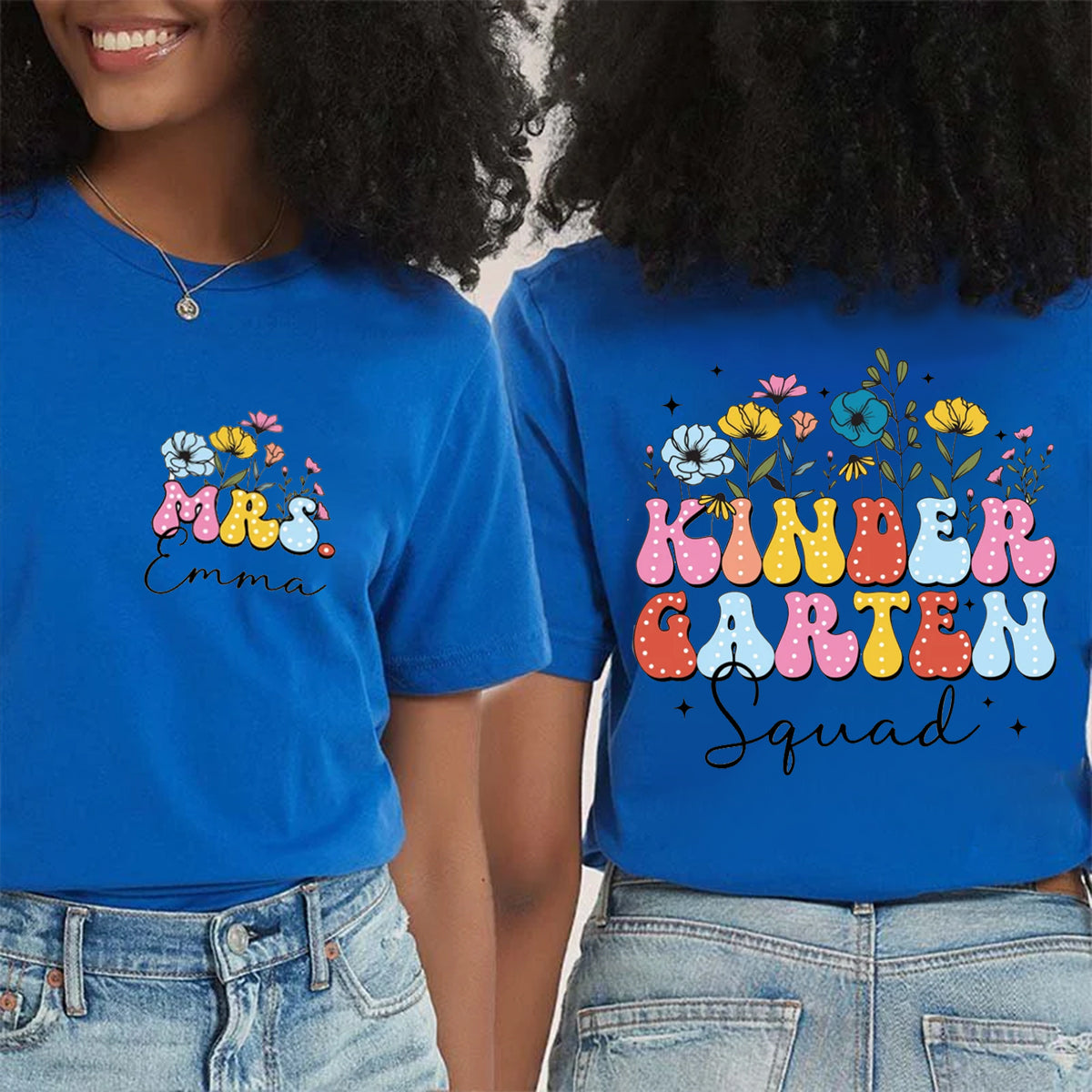 Personalized Name Kinder Garten Squad Double Printed T-shirt