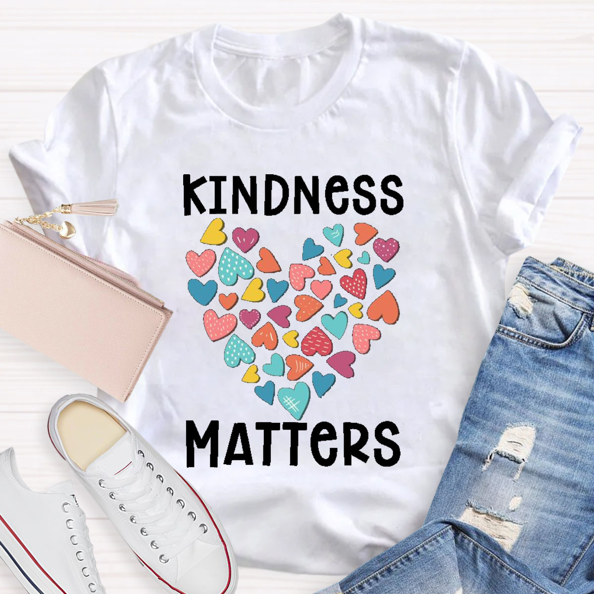 Kindness Matters Colorful Heart T-Shirt