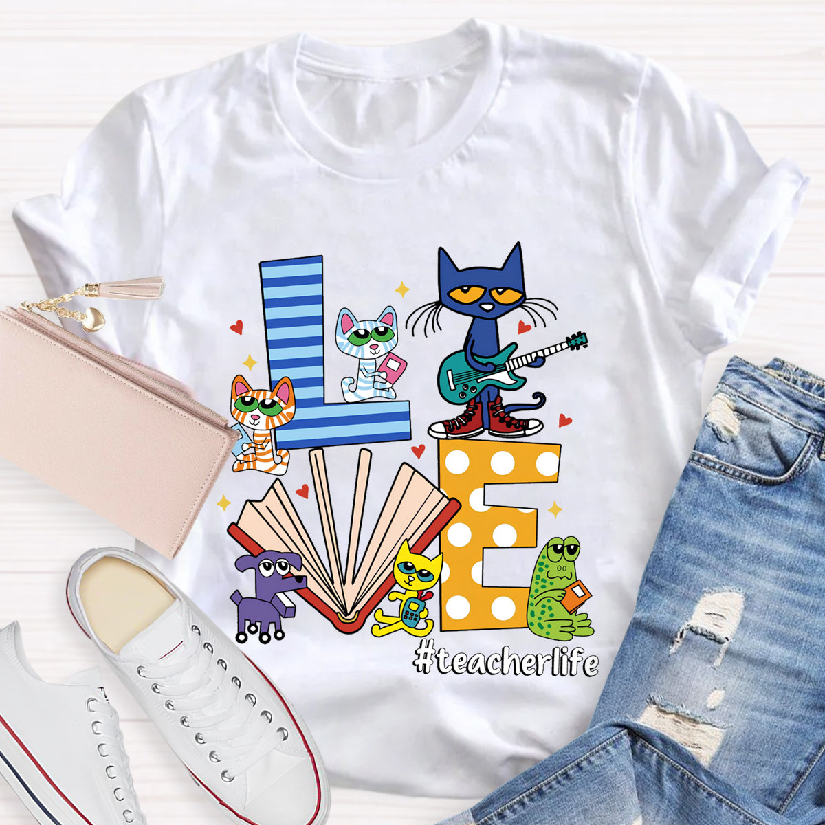 Pete the Cat Love Teacherlife Teacher T-Shirt