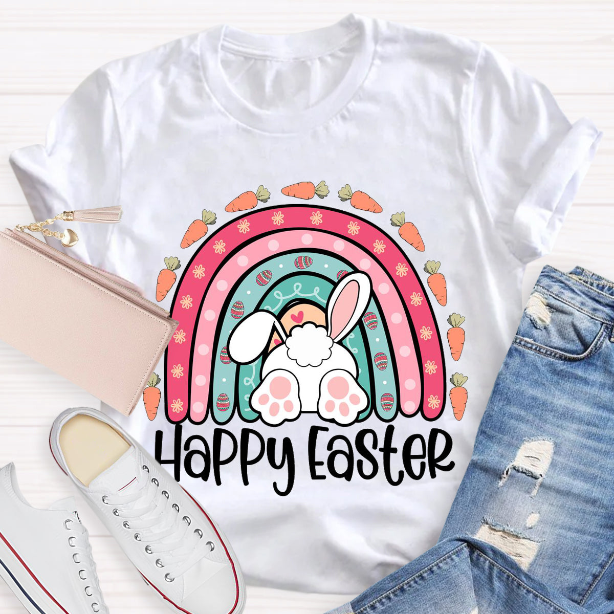 Happy Easter Carrot Rainbow T-Shirt