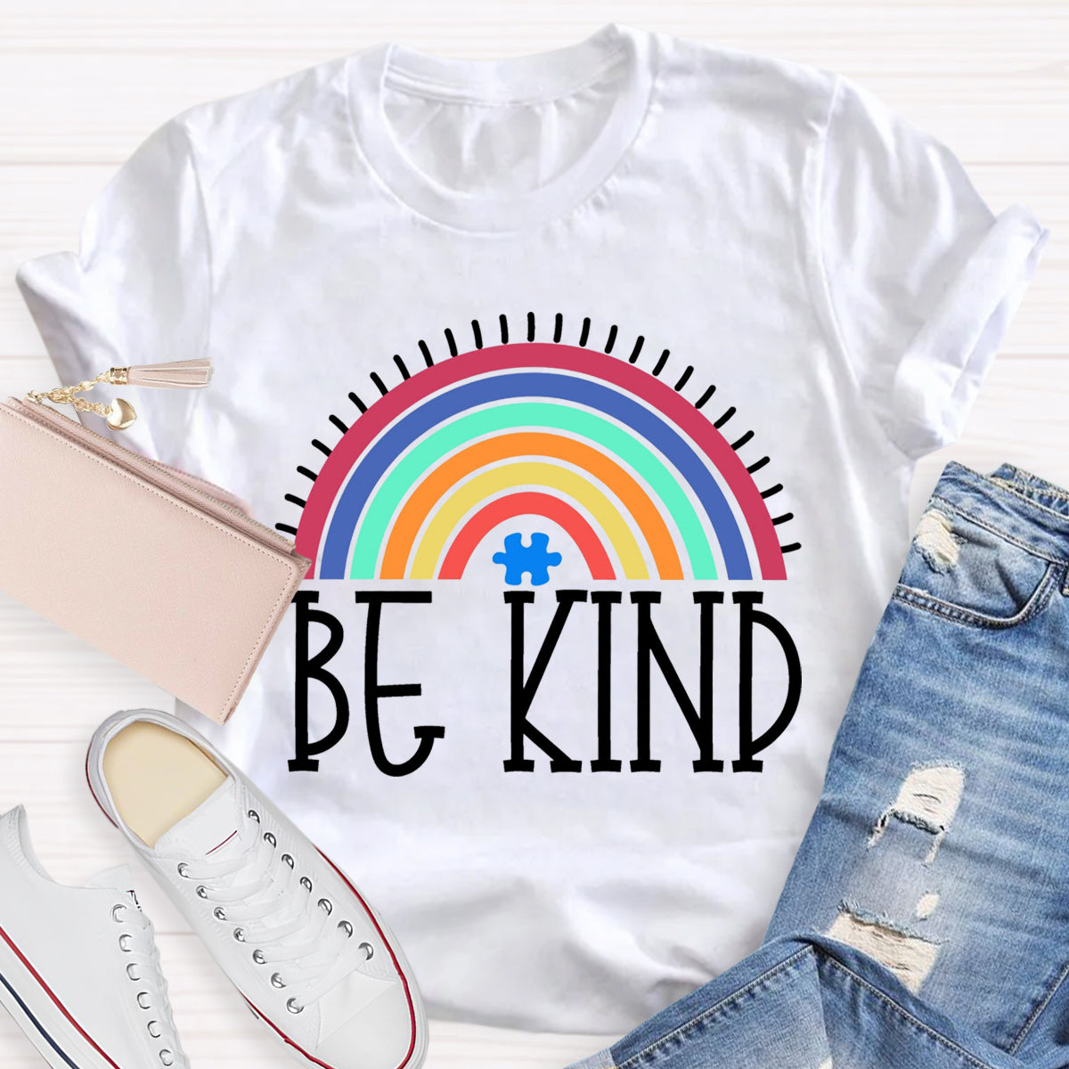 Be Kind Rainbow Teacher T-Shirt