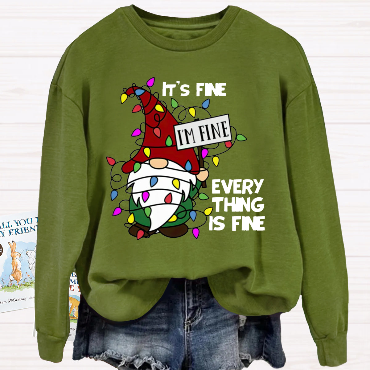 It's Fine I'm Fine Everything Is Fine Gnome Christmas Sweatshirt