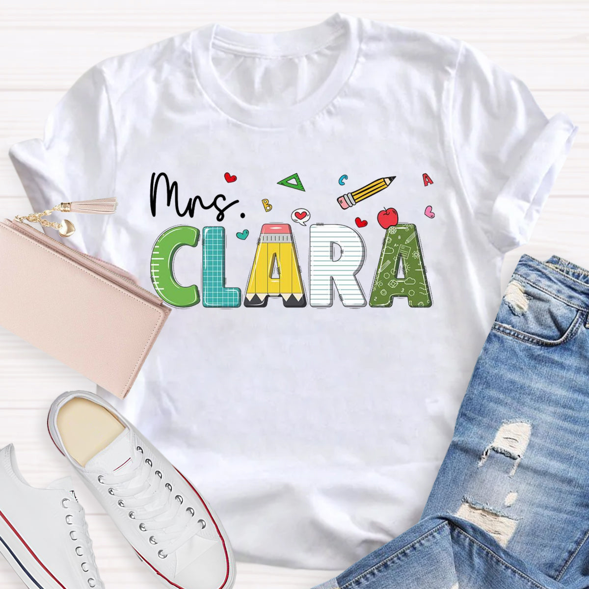 Personalized Name Mrs Clara Teacher T-Shirt