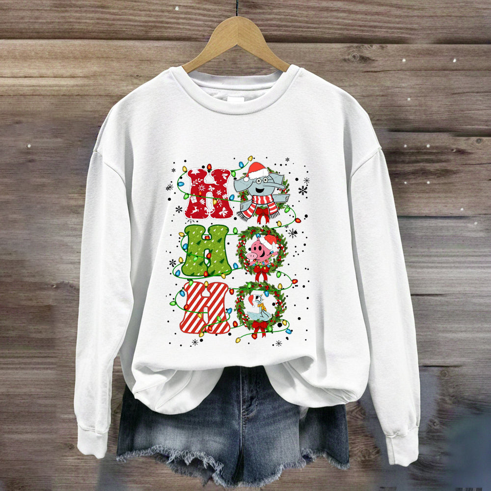 Ho Ho Ho The Elephant And Friends Merry Christmas Sweatshirt