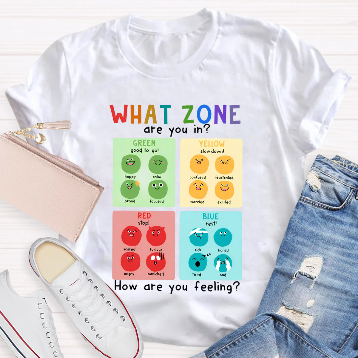 What Zone Are You In Mental Health Therapy Teacher T-Shirt