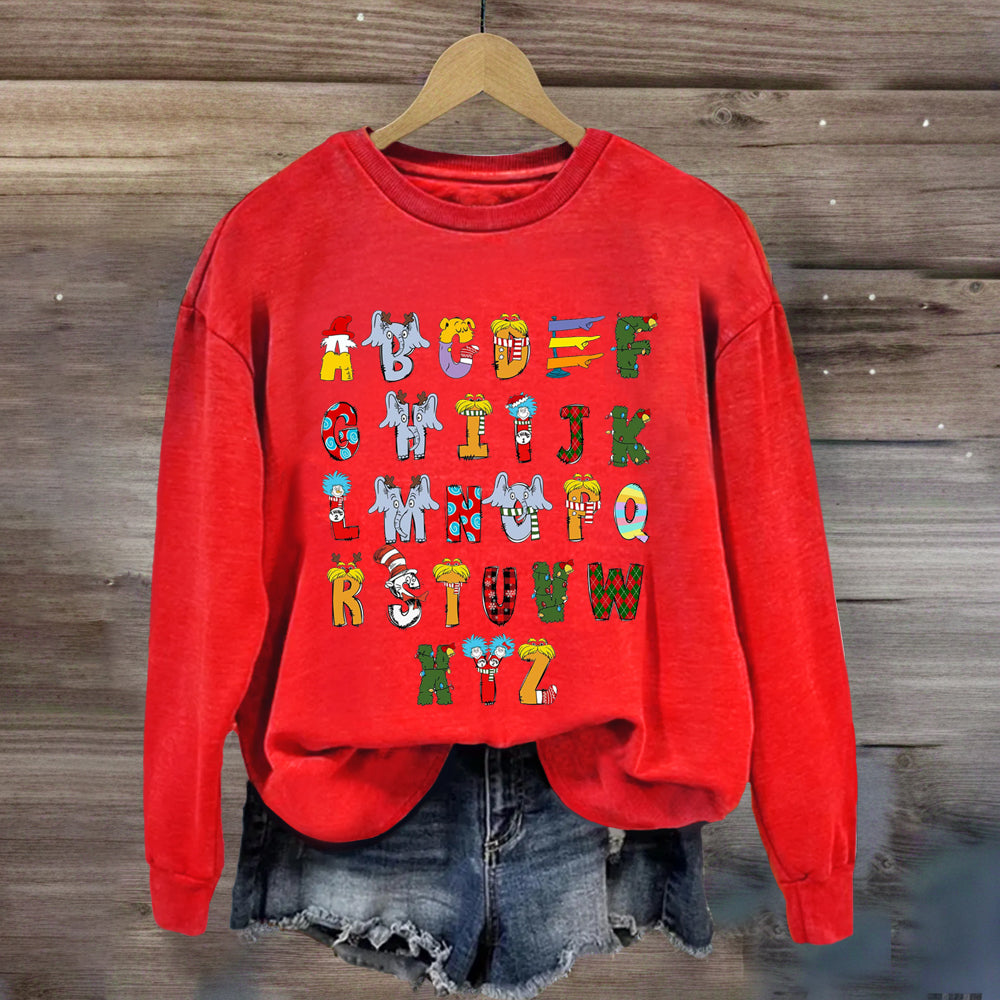 Christmas Doodle Alphabet Cat In The Hat Children's Book Sweatshirt