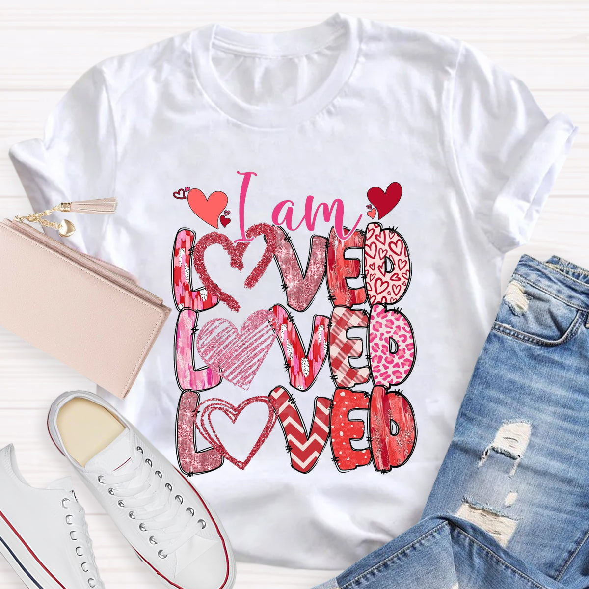 I am Loved Pink Heart T-Shirt