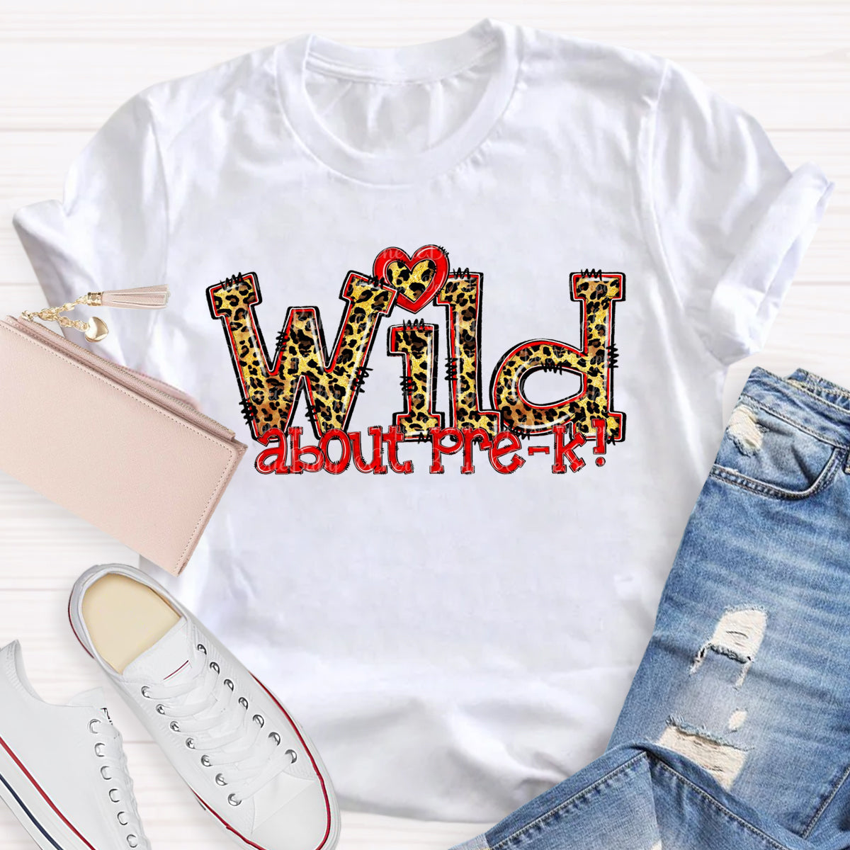 Wild About Pre-K Red Heart T-Shirt