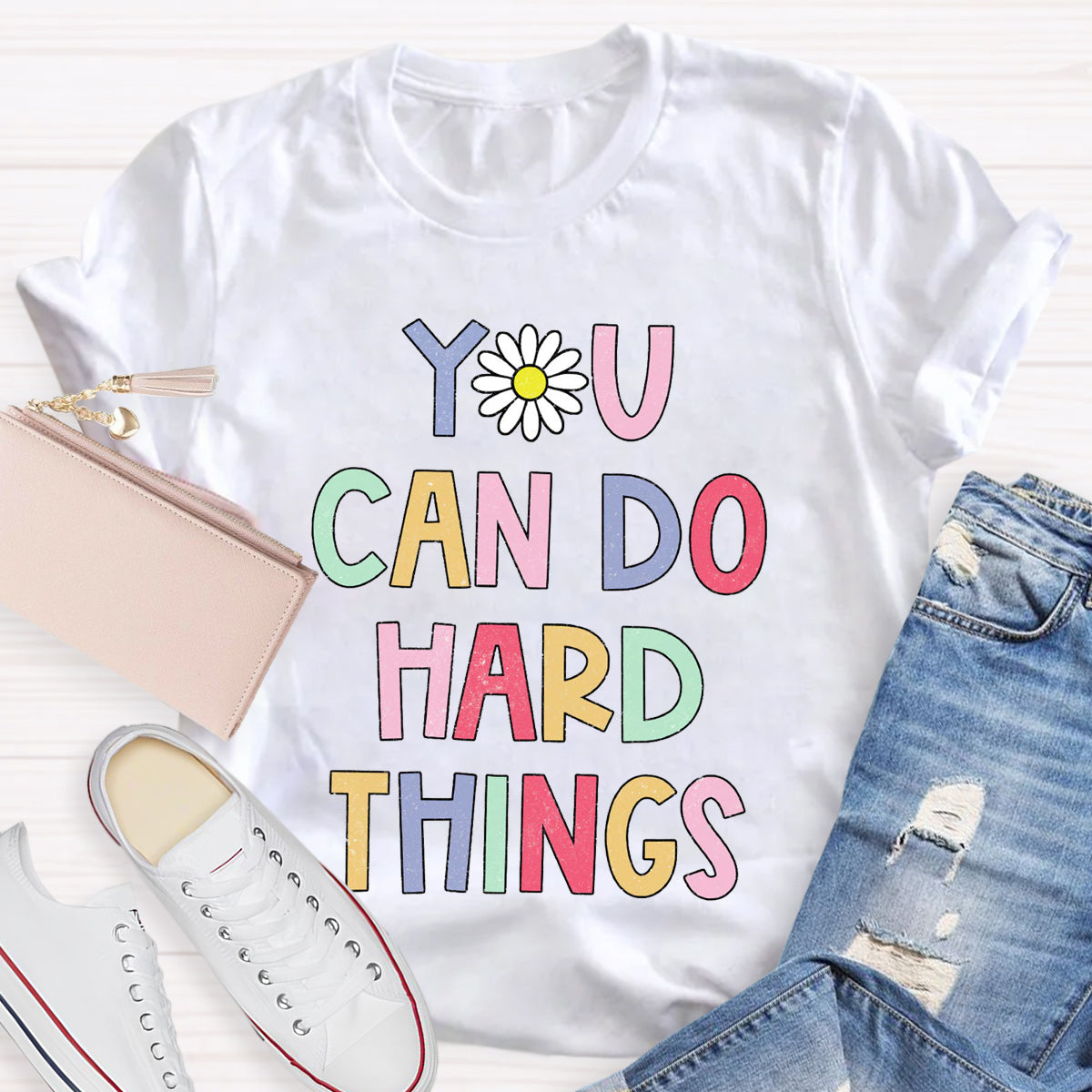 Floral You Can Do Hard Things T-shirt