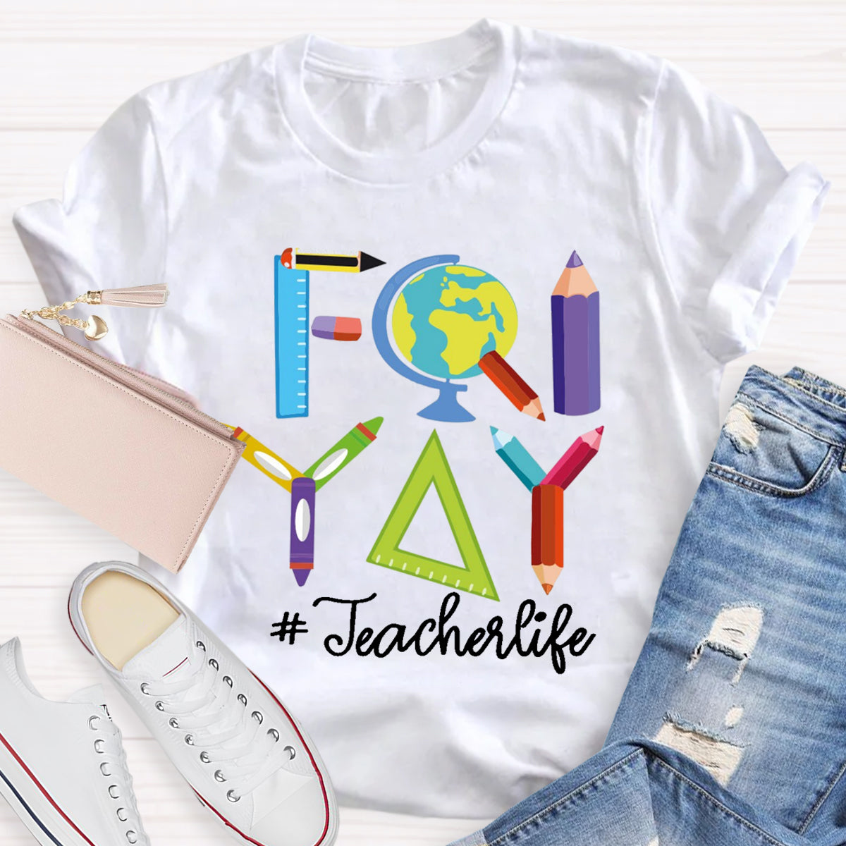 Happy Friyay Friday Weekend Teacherlife T-Shirt