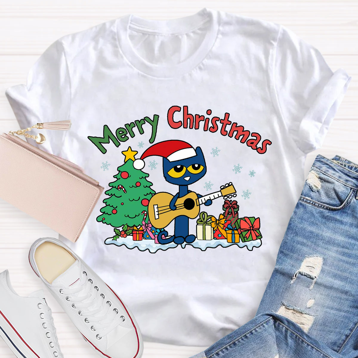 Merry Christmas Pete Groovy Cat T-Shirt