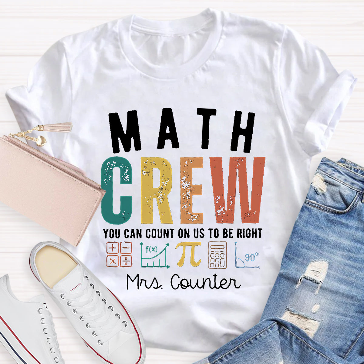 Personalized Name Of Math Crew Teacher T-Shirt