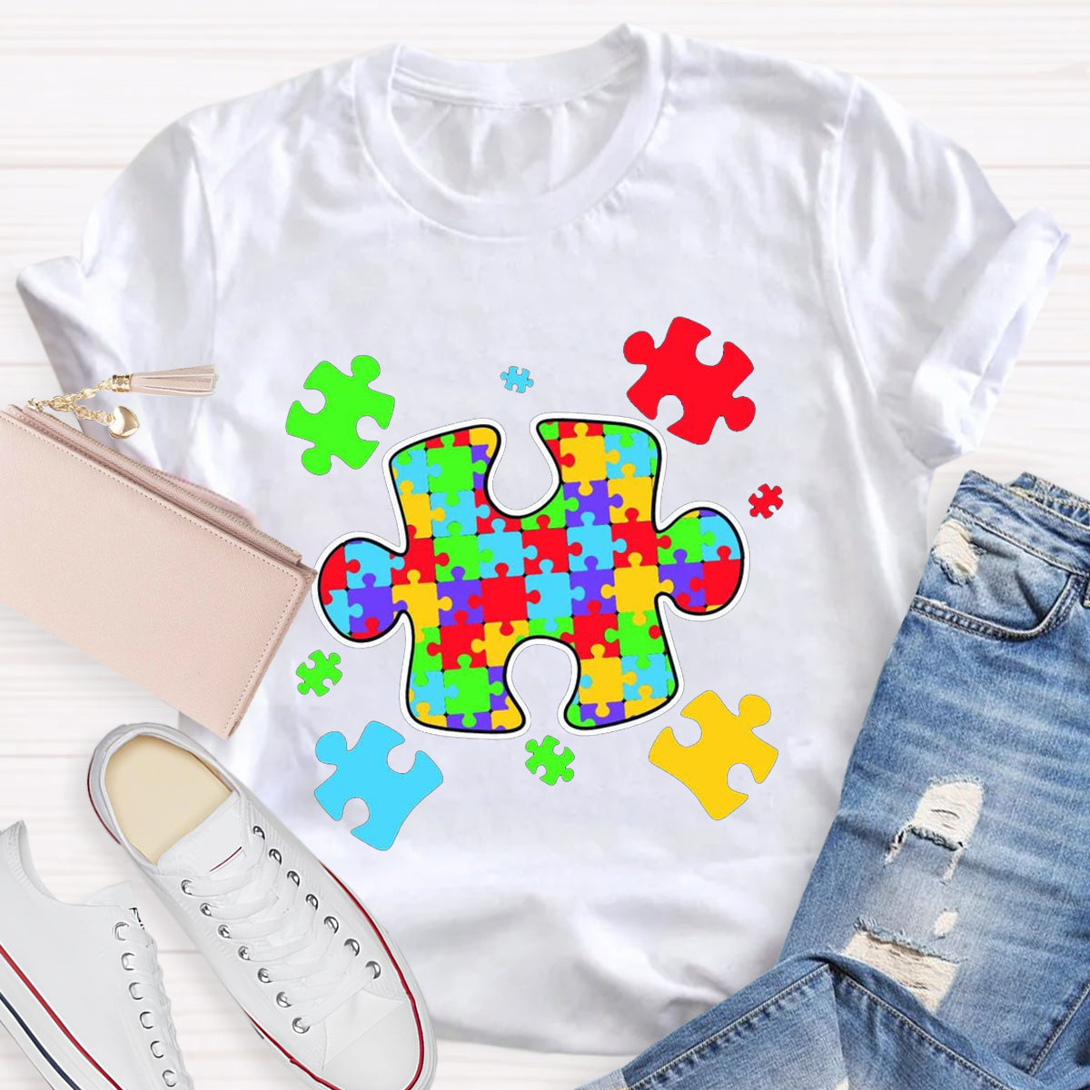 Special Education Colorful Puzzle T-Shirt