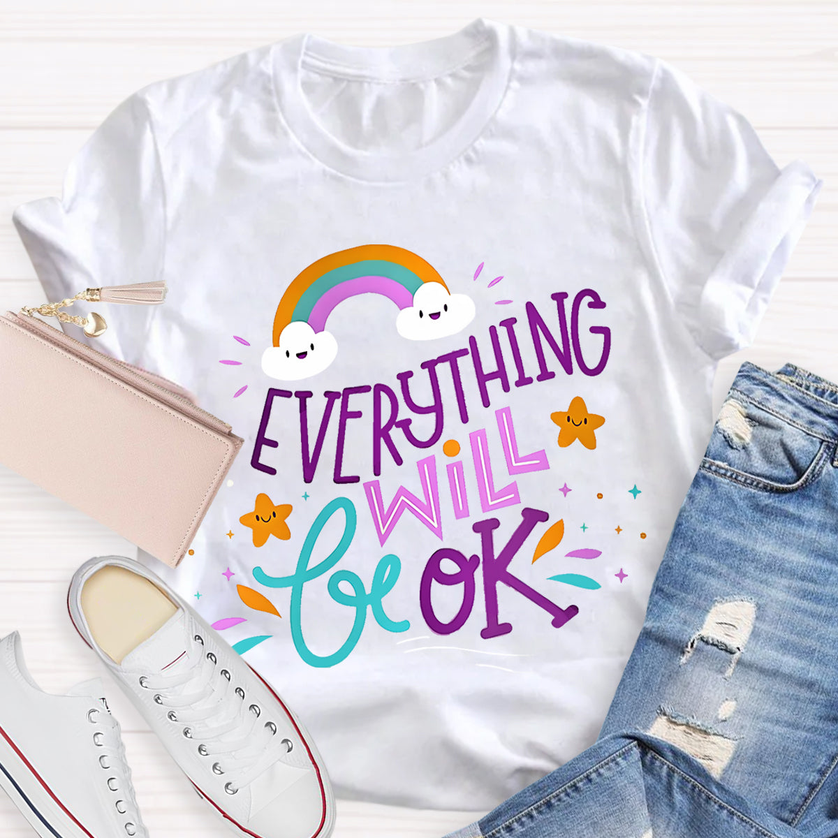 Everything Will Be Ok Rainbow T-Shirt