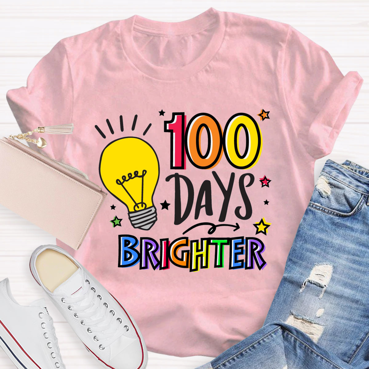 100 Days Brighter Teacher T-Shirt