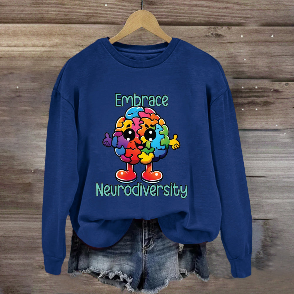 Embrace Neurodiversity Colorful BrainSweatshirt