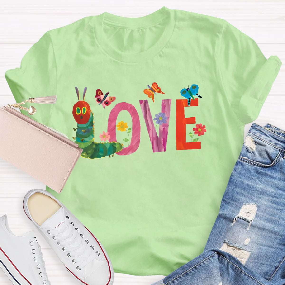 Caterpillar Butterfly Love Teacher T-Shirt