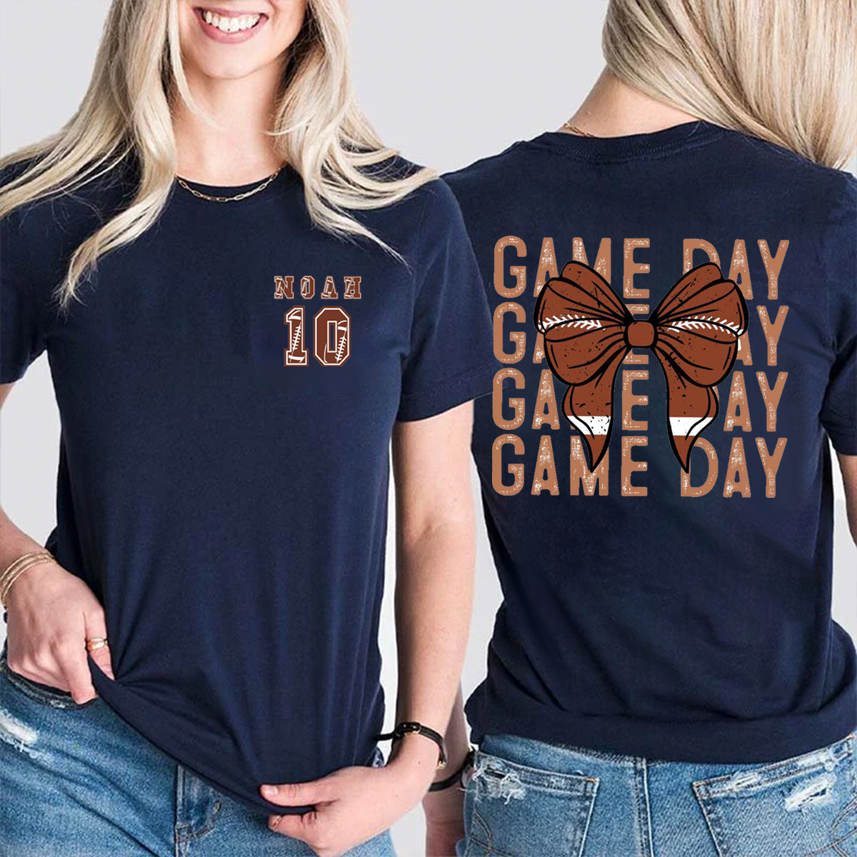 Personalized Name And Number Game Day Double Printed T-shirt