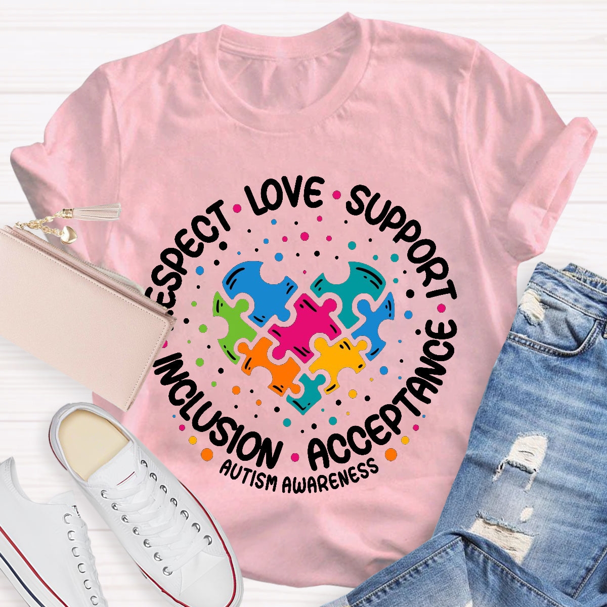 Love Support Acceptance Inclusion Respect  Autism Awareness T-Shirt