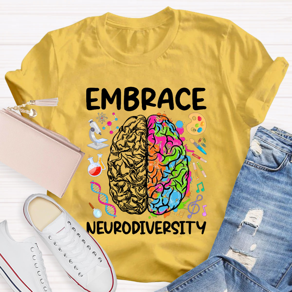 Embrace Neurodiversity Brain Teacher T-Shirt