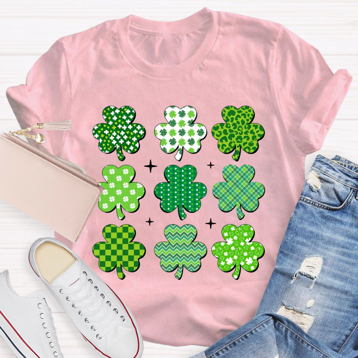 Multi Shamrock St Patricks Day T-Shirt