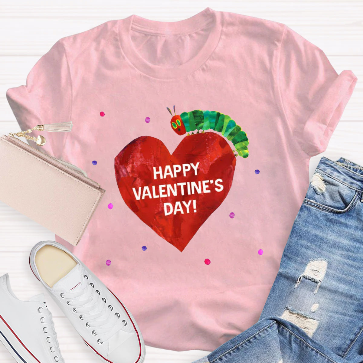 Happy Valentine's Day Caterpillar Heart T-Shirt