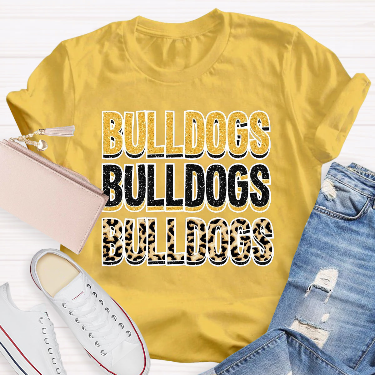 Personalized Mascot Leopard Print T-Shirt