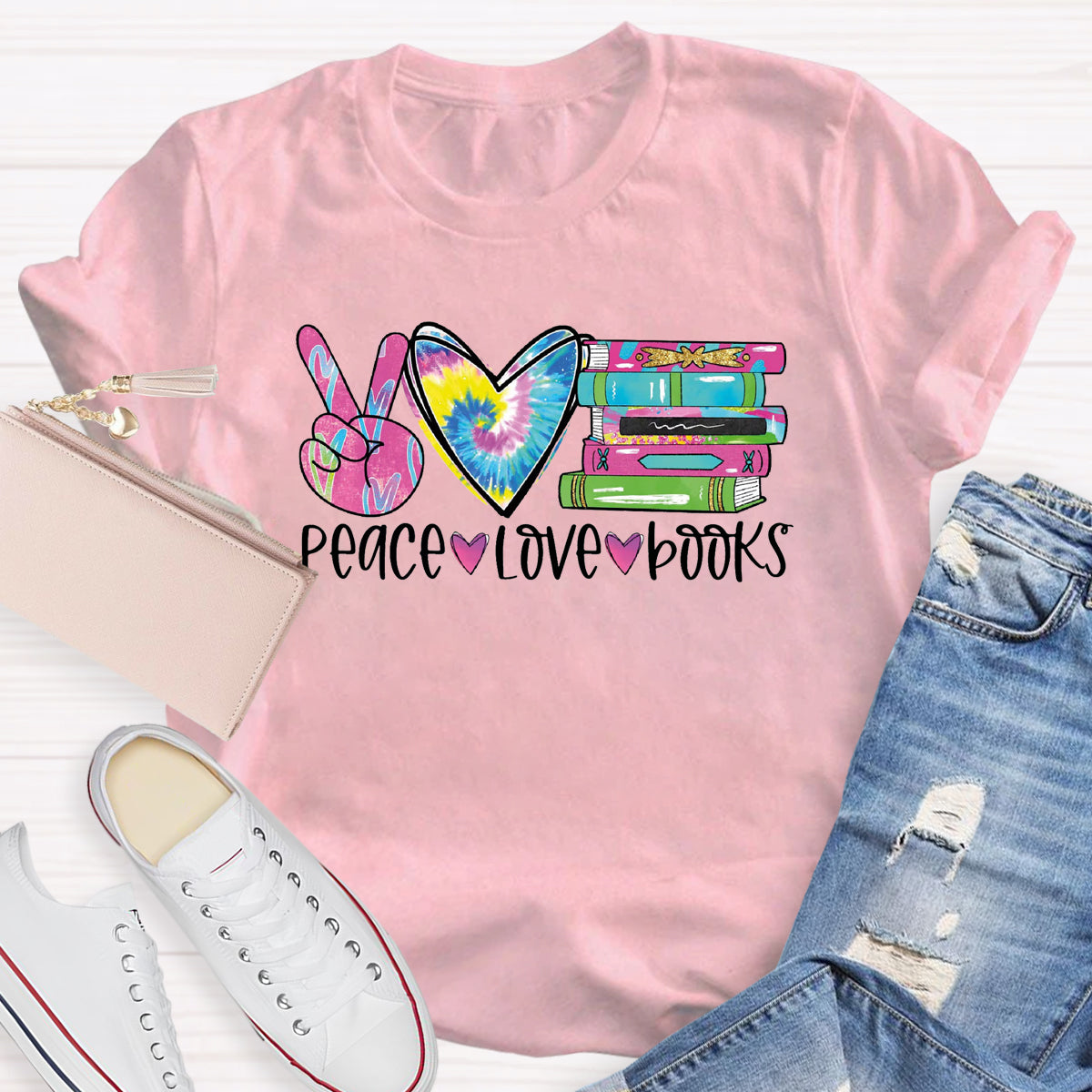 Peace Love Books T-Shirt