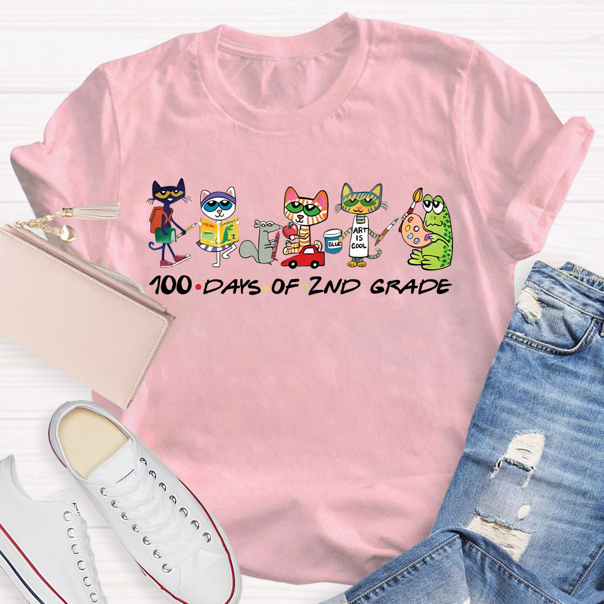 Personalized Grade 100 Days Of Second Grade Teacher T-Shirt