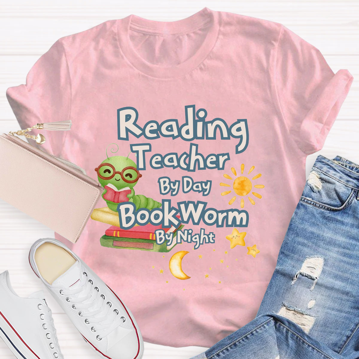 Reading Teacher By Day Bookworm By Night T-Shirt