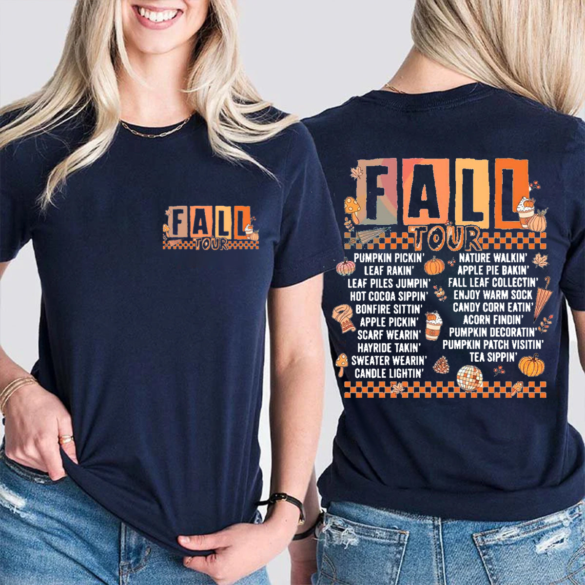 Fall Tour Pumpkin Gardening Double Printed T-shirt