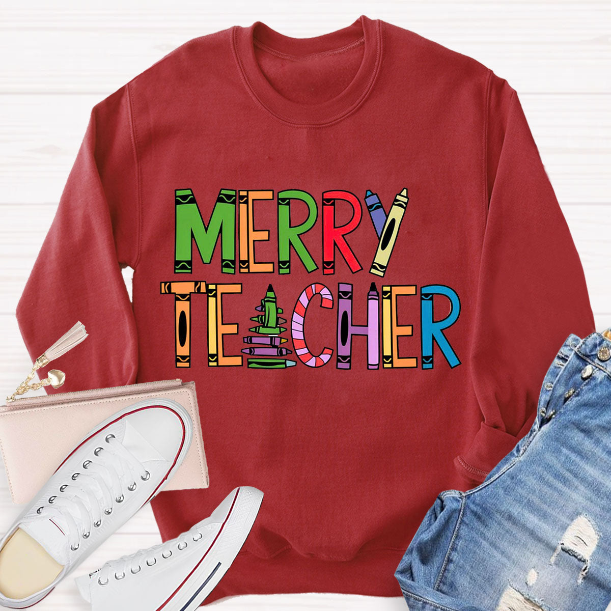 Cute Merry Christmas Teacher Sweatshirt