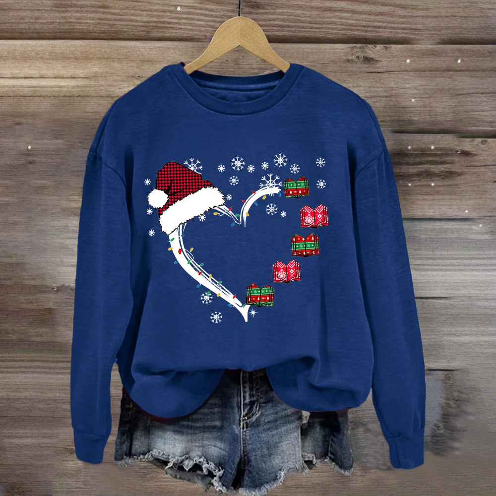 Christmas Books Heart Teacher Sweatshirt