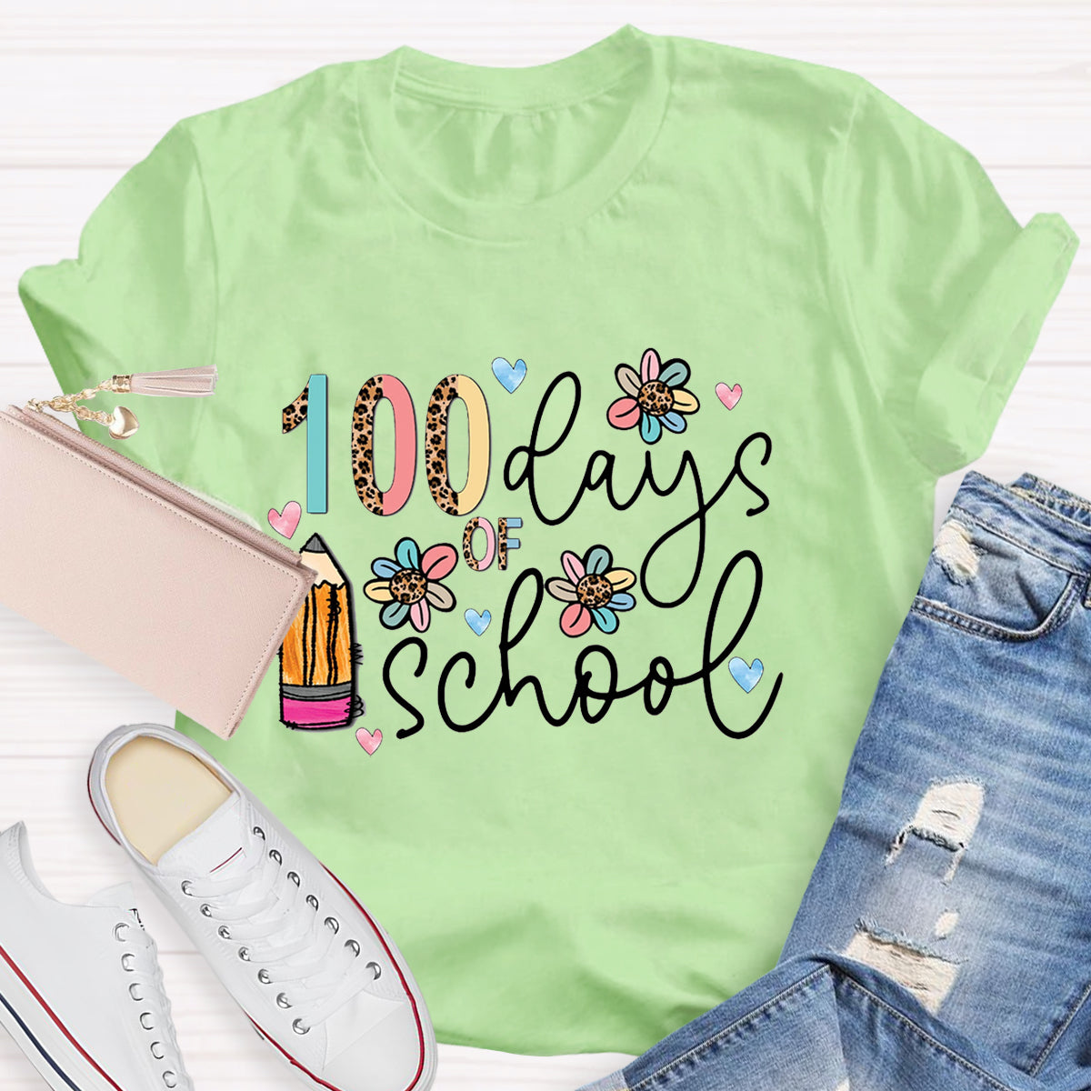 100 Days Of School Pencil Teacher T-Shirt