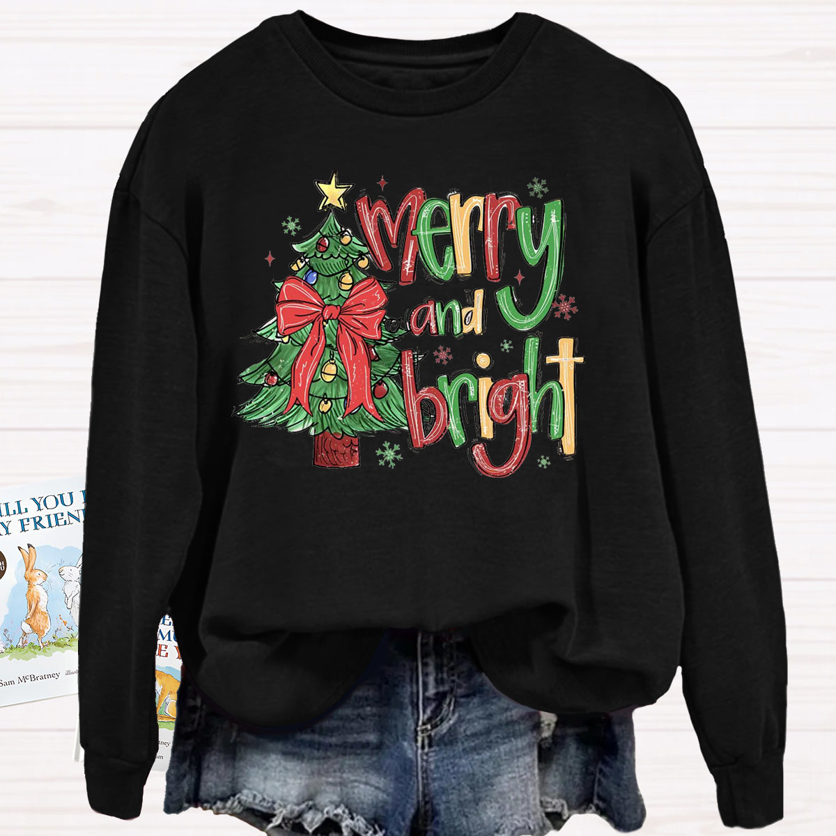 Merry And Bright Christmas Tree Sweatshirt