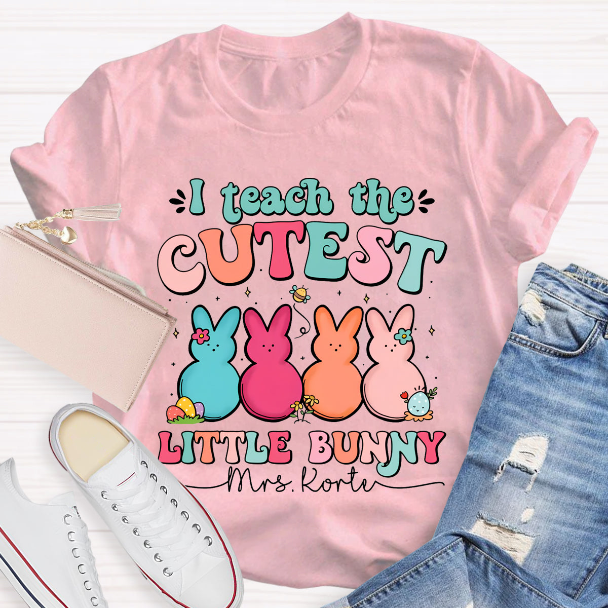 Personalized Name I Teach The Cutest Little Bunnies T-Shirt