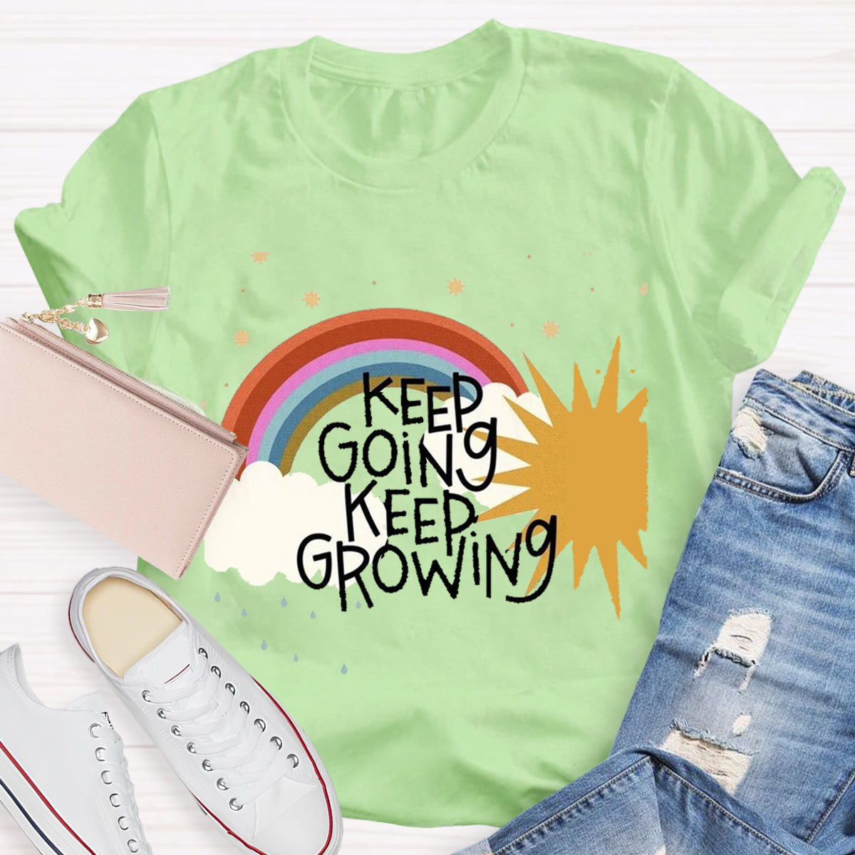 Keep Going Keep Growing Rainbow T-Shirt