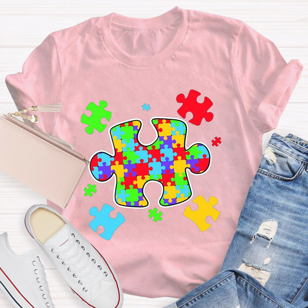 Special Education Colorful Puzzle T-Shirt